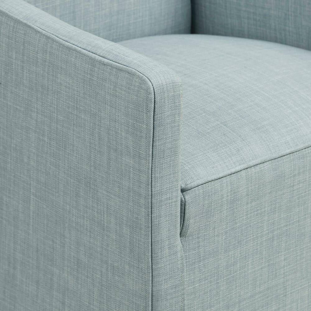 Blue Upholstered Skirted Dining Arm Chair with Casters