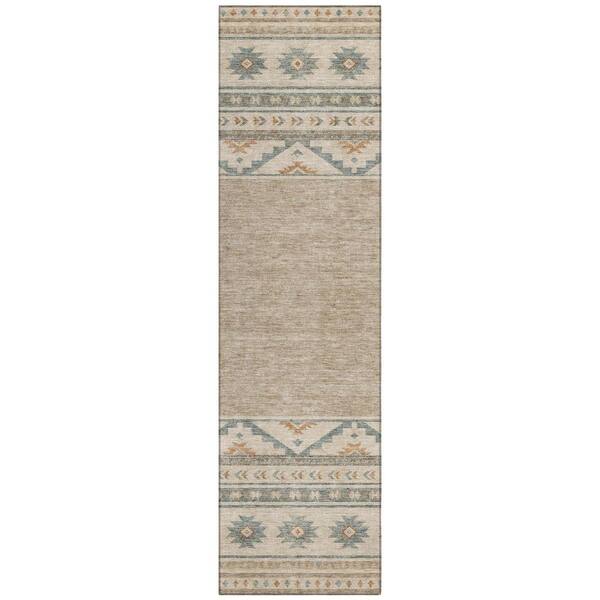 Chantille Machine Washable Indoor/Outdoor Abstract ACN3075 Linen 2 ft. x 7 ft. Runner Rug
