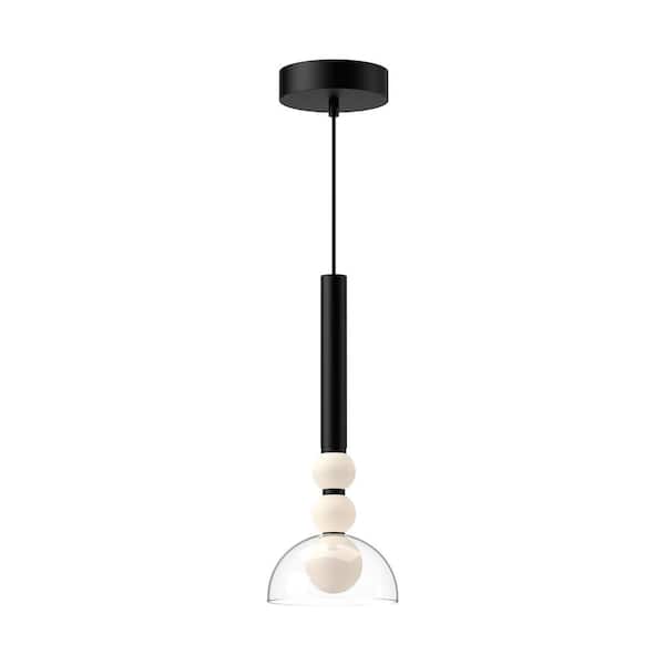 KUZCO Rise 6-in 1 Light 13-Watt Black/Clear Integrated LED Pendant Light