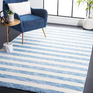 Easy Care Light Blue/Ivory Doormat 3 ft. x 5 ft. Machine Washable Striped Abstract Area Rug
