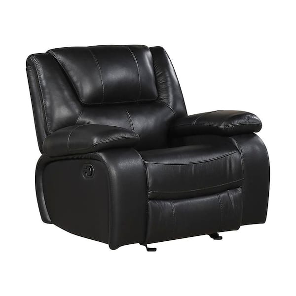 Lazzara Dimitri Black Top Grain Leather Manual Glider Recliner
