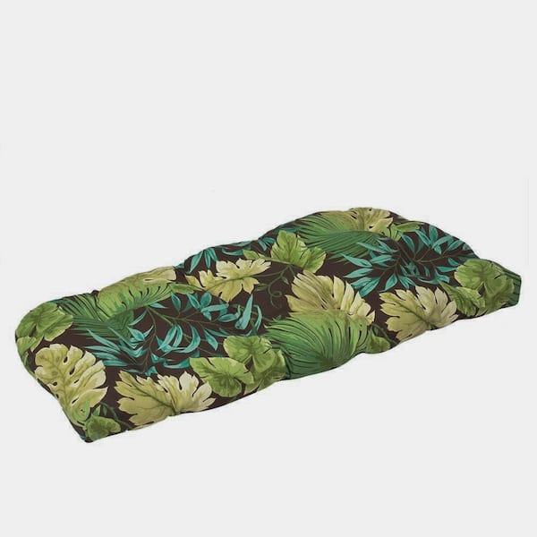 Pillow Perfect Tropical Rectangular Outdoor Bench Cushion in Green