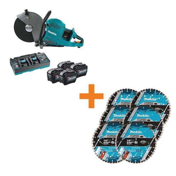 80V max (40V max X2) XGT Brushless 14 in. Power Cutter Kit with 4 Batteries (8.0Ah) with 14 in. Diamond Blade, Segmented