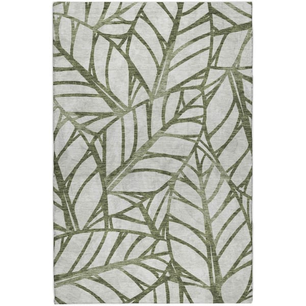 Dream Shag Premium Machine Washable Abstract ADS741 Olive 10 ft. x 14 ft. Area Rug