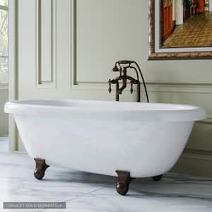 W-I-D-E Series Dalton 60 in. Acrylic Clawfoot Bathtub in White, Cannonball Feet, Drain in Oil Rubbed Bronze