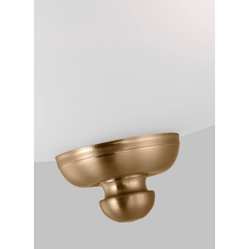 Satin Brass Geary 2-Light Flush Mount with Etched Glass Shade