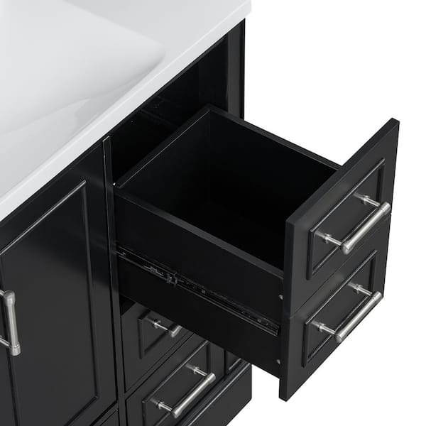 Magic Home 36 in. W Traditional Bathroom Vanity in Black with