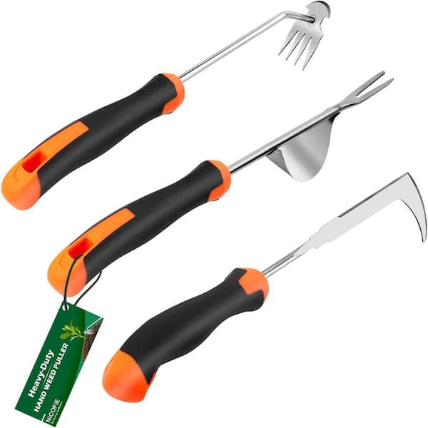 Hand Weeder Tool Set Rubber Handle Manual Uprooting Crack Weeder Artifact 4 Teeth Gardening Tools 3 Pieces
