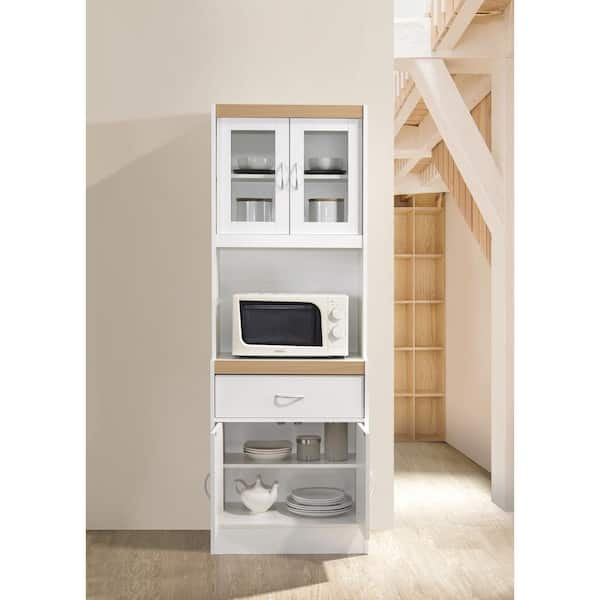 HODEDAH White Microwave Cart with Storage HIK77 WHITE - The Home Depot