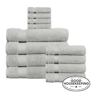 12-Piece Shadow Gray Egyptian Cotton Bath Sheet Towel Set