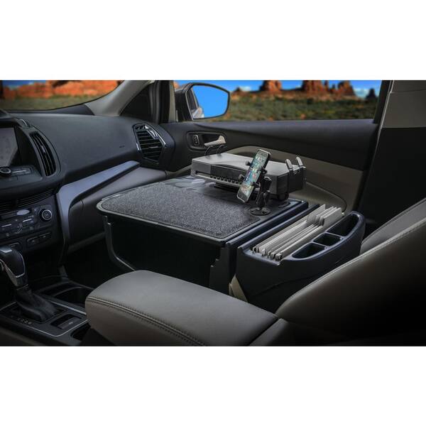 AutoExec Efficiency GripMaster Car Desk Green Camouflage with Built-in Power Inverter and X-Grip Phone Mount 