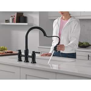 Renaldi Double Handle Bridge Kitchen Faucet in Matte Black