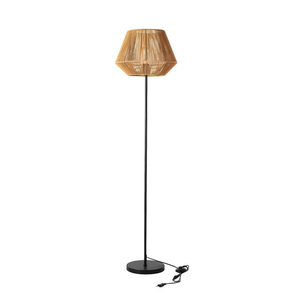 Modern 58.6 in. 1-Light Boho Woven Metal Standard Floor Lamp for Living Room with Hemp Rope Shade, Foot Switch price history on PriceWatchPro