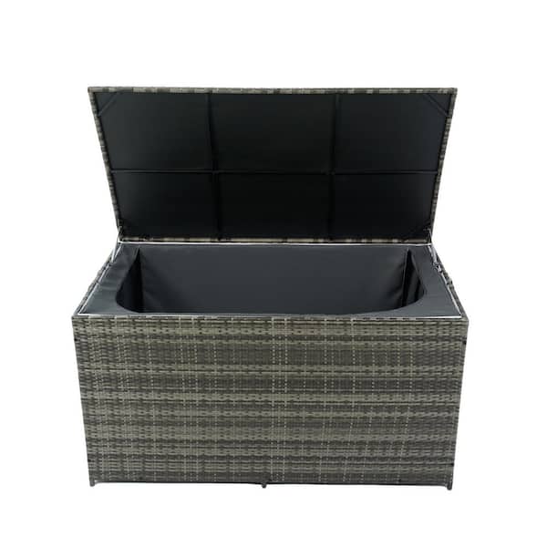 200 Gal. Outdoor Deck Box Wicker Patio Deck Boxe with Lid, Outdoor Cushion Storage for Kids Toys, Pillows, Towel