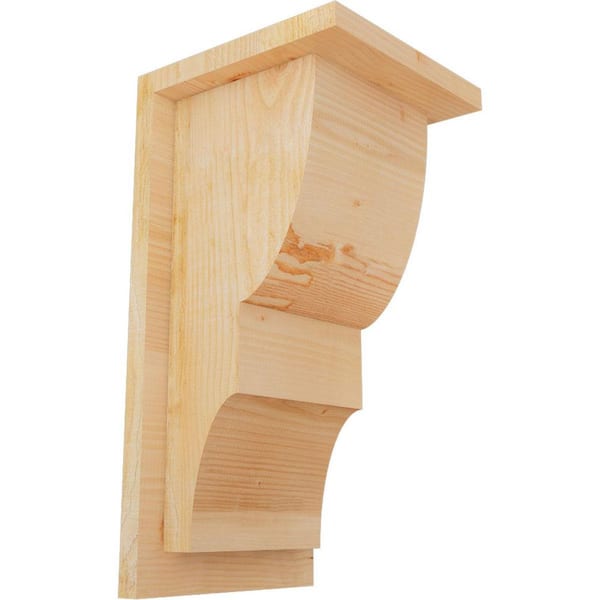Ekena Millwork 8 in. x 8 in. x 16 in. Douglas Fir Ridgewood Rough Sawn Corbel with Backplate
