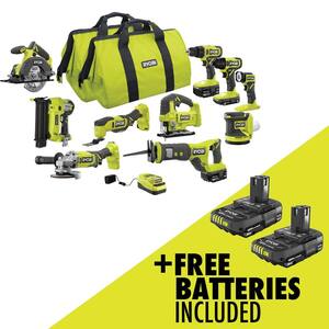 ONE+ 18V Cordless 10-Tool Combo Kit with 1.5 Ah Battery, (2) 4.0 Ah Batteries, Charger, and FREE 2.0 Ah Battery (2-Pack)