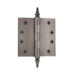 4 in. Antique Pewter Steeple Tip Heavy-Duty Hinge with Square Corners