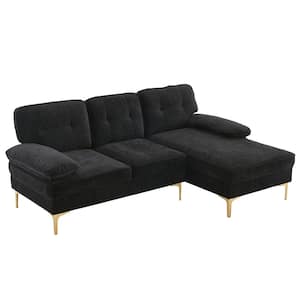 83 in. Square Arm 3-Seater Sofa in Black