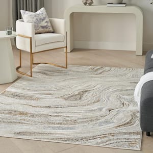 Glam Grey Gold 4 ft. x 6 ft. Abstract Contemporary Area Rug