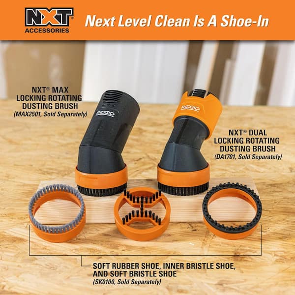 RIDGID NXT Rotating Dusting Brush Shoe Kit with Hard Bristle