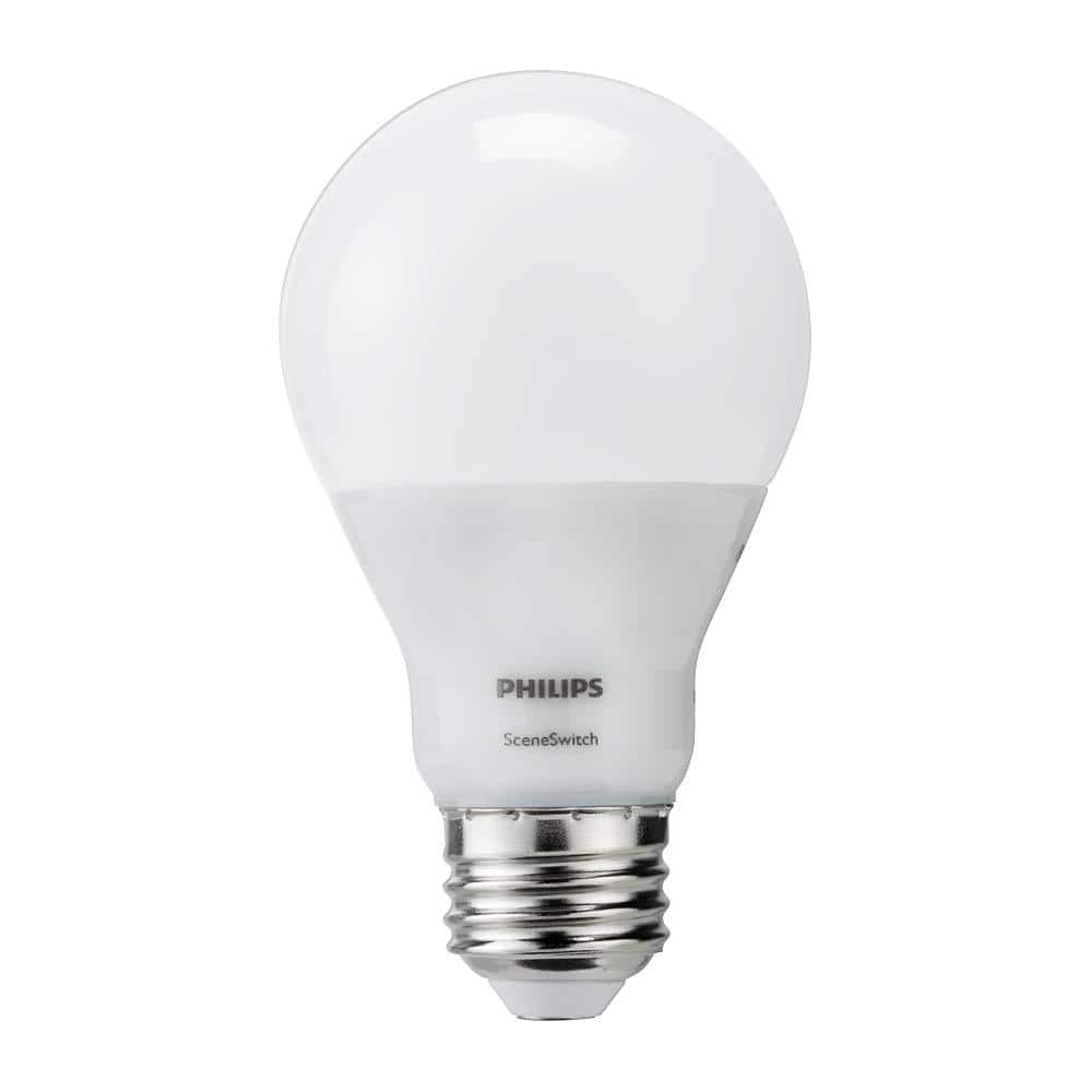 schotel volwassen berouw hebben Philips 60-Watt Equivalent A19 SceneSwitch LED Light Bulb Soft White  (2700K)/Amber (2500K)/ Warm Glow (2200K) 464883 - The Home Depot