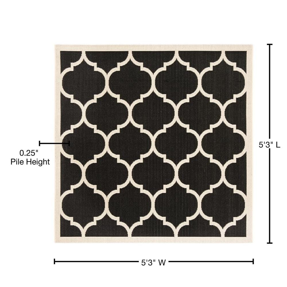 Safavieh Courtyard Black and Beige Square Outdoor Rug