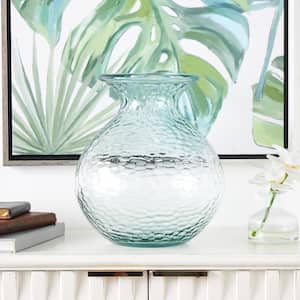 13 in. Clear Handmade Textured Recycled Glass Decorative Vase