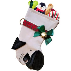 22 in. Pug Dog Faux Fur Christmas Stocking