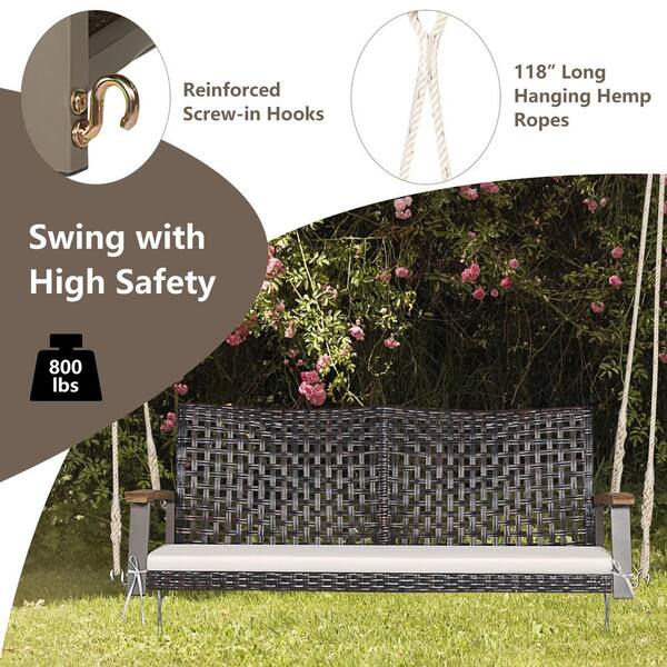 Wicker discount swing bench