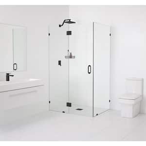 35.5 in. W x 35.5 in. D x 78 in. H Pivot Frameless Corner Shower Enclosure in Matte Black Finish with Clear Glass