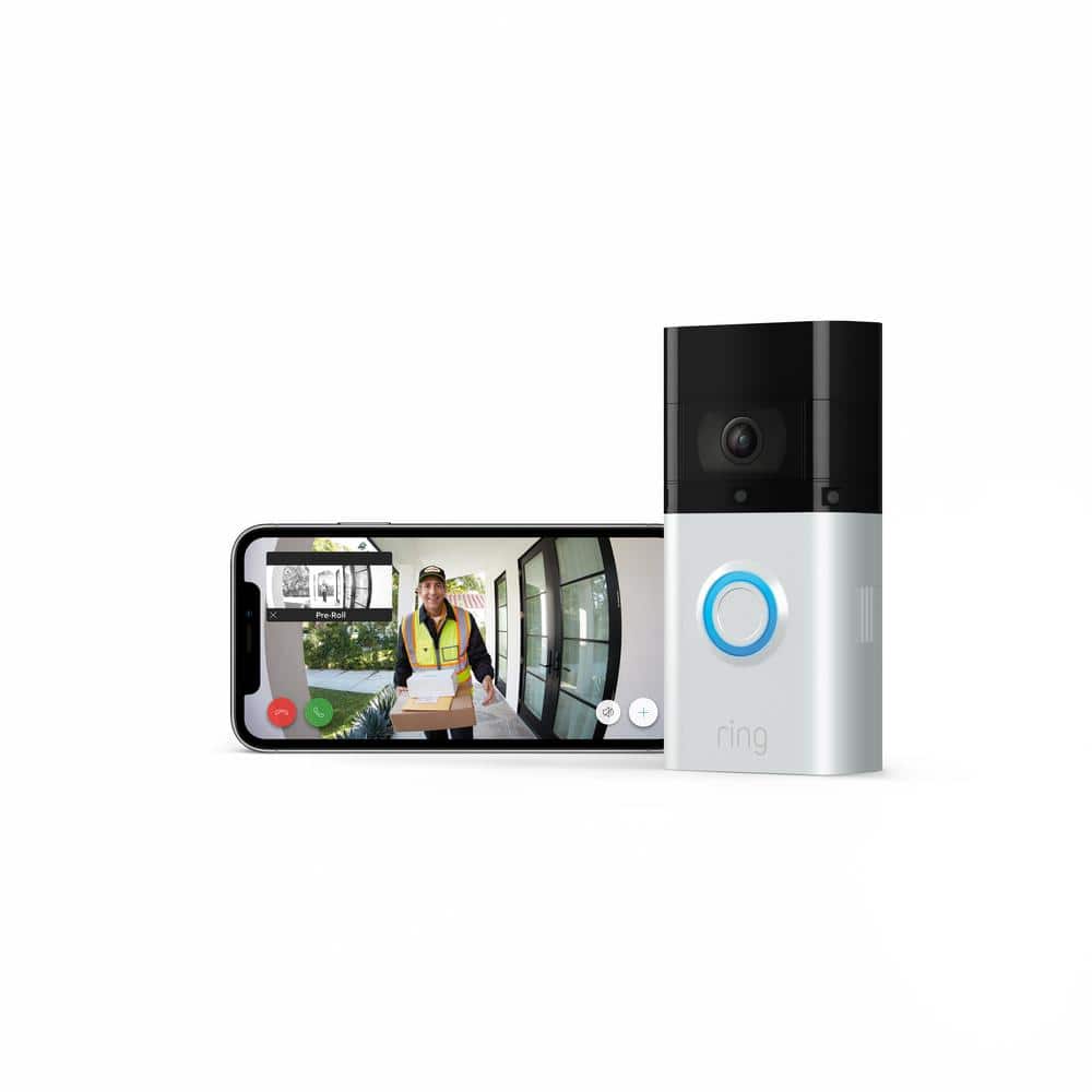 Amazon Wireless and Wired Video Doorbell 3 Plus Smart Home Camera with Echo Show 5- Charcoal, Satin Nickel