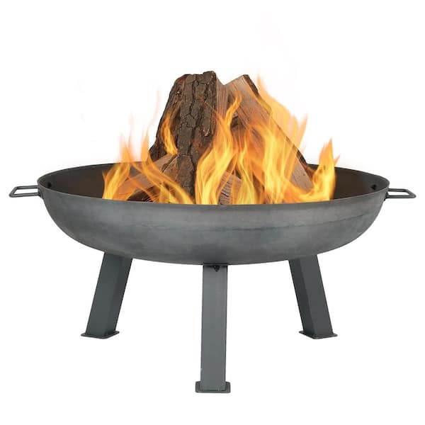 Sunnydaze 30 in. x 15 in. Round Cast Iron Wood Burning Fire Pit Bowl in Steel