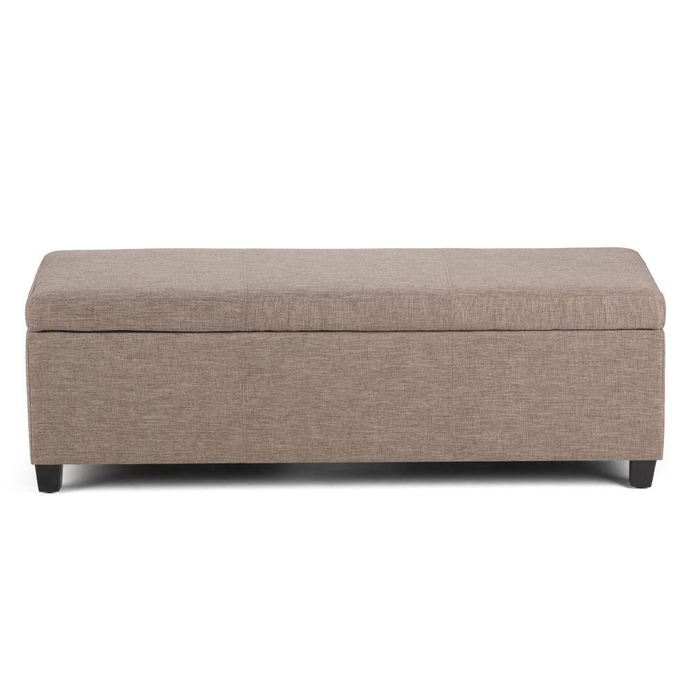 Fawn Brown Polyester Rectangular Storage Ottoman with Edge Stitching