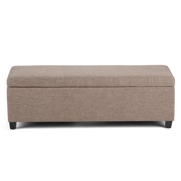 Simpli Home Pouf Avalon, 18,1po x 48po x 16,1po, similicuir, marron