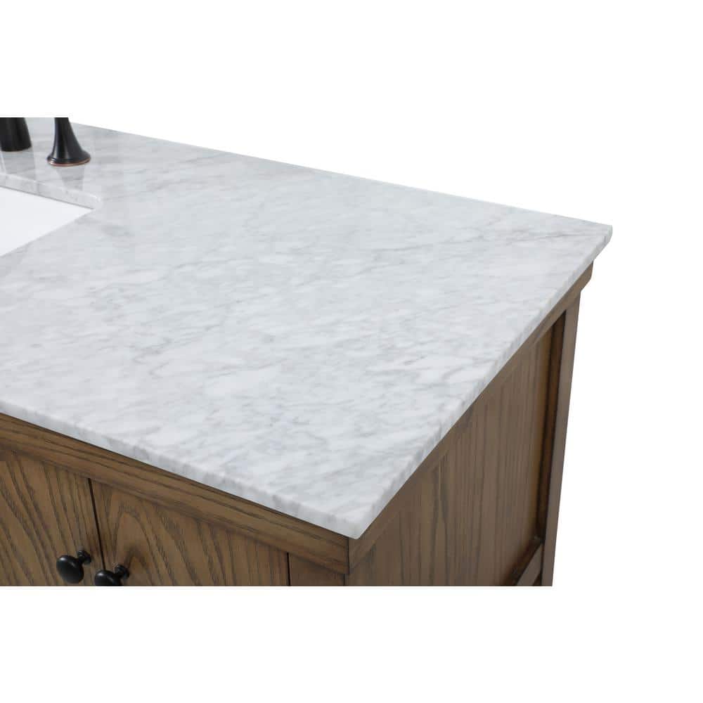Driftwood Single Bathroom Vanity with Carrara White Marble Top
