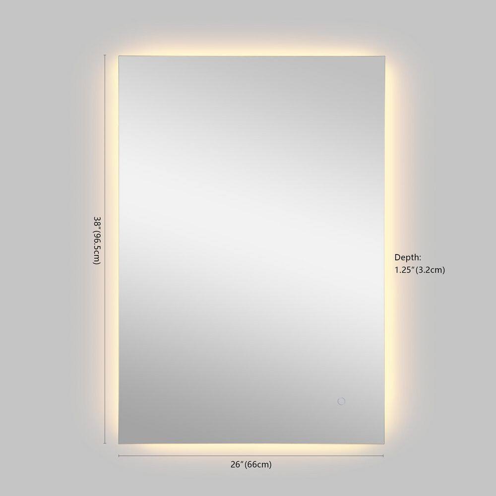 Nora 44" x 32" Sleek Frameless Anti-Fog LED Bathroom Vanity Mirror with Tri-Color Light