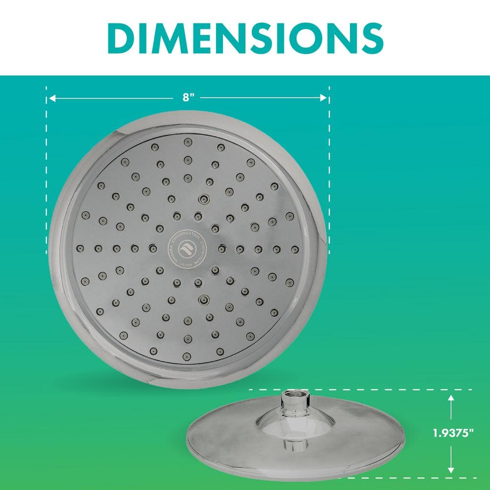 Brushed Nickel 8-Inch Round Rain Shower Head