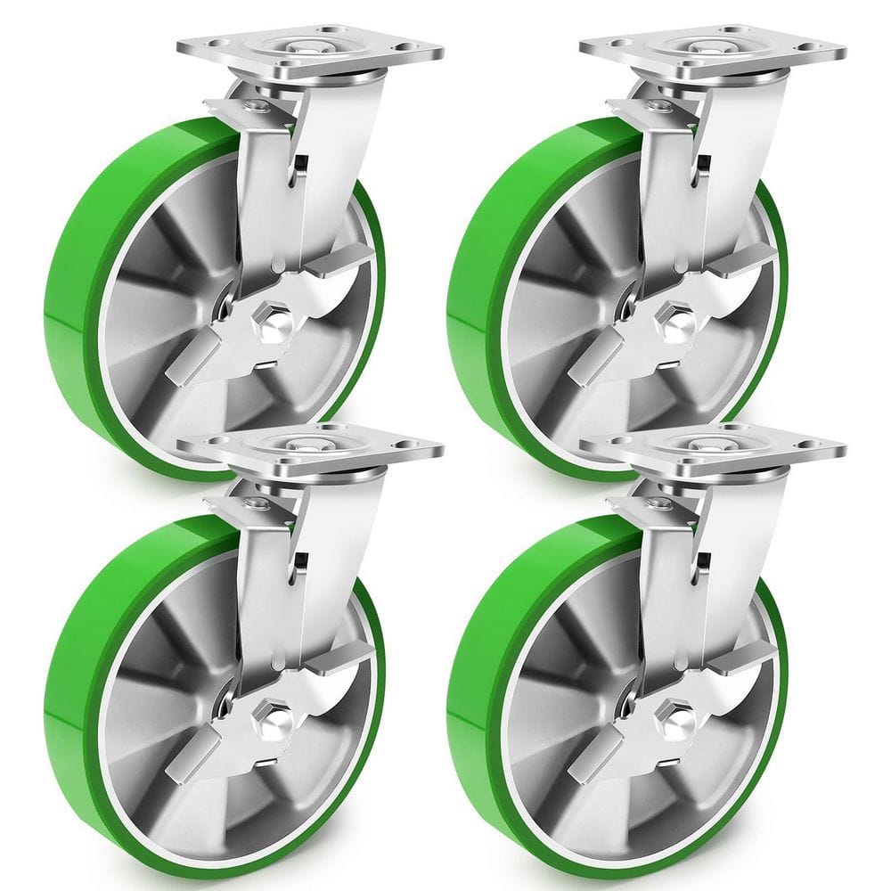 4-Pack Industrial 8 in. Aluminum Core Polyurethane Swivel Casters with Brake Maintenance-Free 6000 lb. Load price history on PriceWatchPro