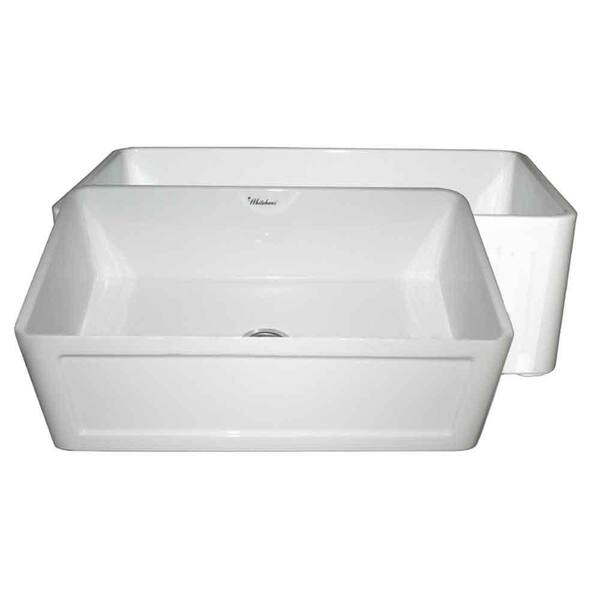 Whitehaus Collection Reversible All-in-One Farmhouse Apron Front Fireclay 27 in. Single Bowl Kitchen Sink in White