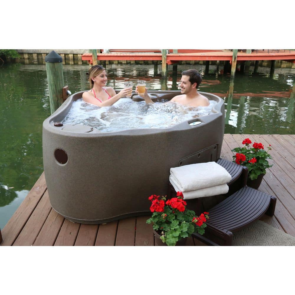 Keystone Gray 2-Person Oval Plug & Play Hot Tub with LED Waterfall