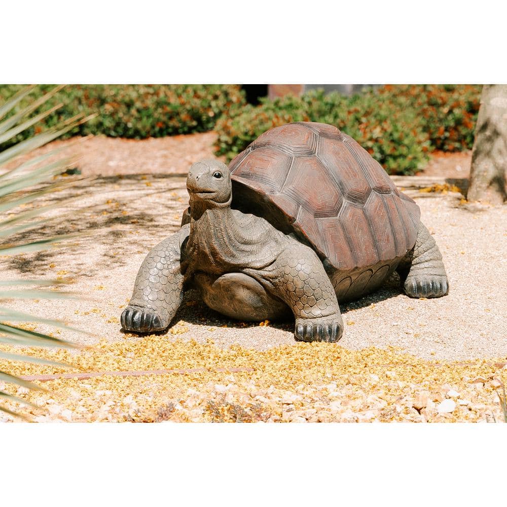 28" Brown and Black Concrete Tortoise Garden Statue