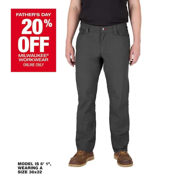 Men's 34 in. x 30 in. Gray Cotton/Polyester Work Pants with 7 Pockets