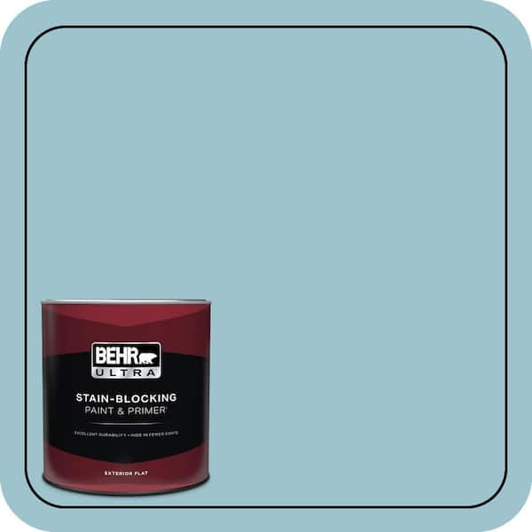 BEHR ULTRA 1 qt. #ICC-99 Alluring Blue Flat Exterior Paint & Primer