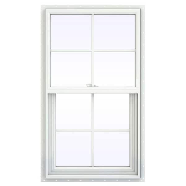 JELD-WEN 23.5 in. x 41.5 in. V-2500 Series White Vinyl Single Hung Window with Colonial Grids/Grilles