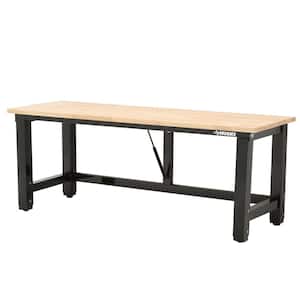 6 ft. Folding Adjustable Height Solid Wood Top Workbench in Black