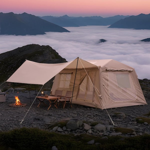 13 ft. x 9 ft. Beige Outdoor Oxford Fabric Inflatable Camping Tent