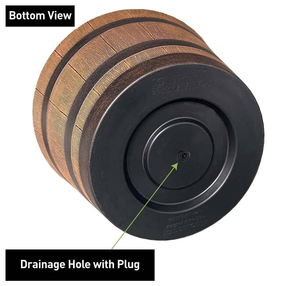 Natural Oak Resin Whiskey Barrel Outdoor Planter with Drainage Hole