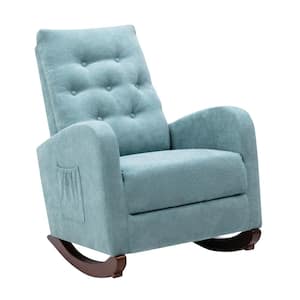 Mint Green Velvet Fabric Padded Seat Rocking Chair with High Back