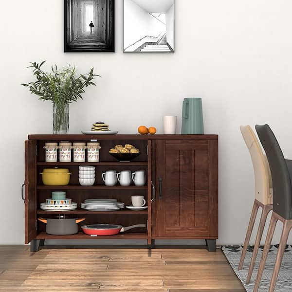 Boyel Living Brown Wood 45 in. 3-Door Buffet Sideboard with