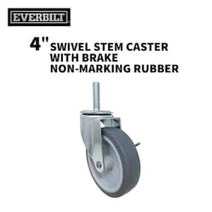 4 in. Gray Rubber Like TPR and Steel Swivel Threaded Stem Caster with Locking Brake and 130 lb. Load Rating